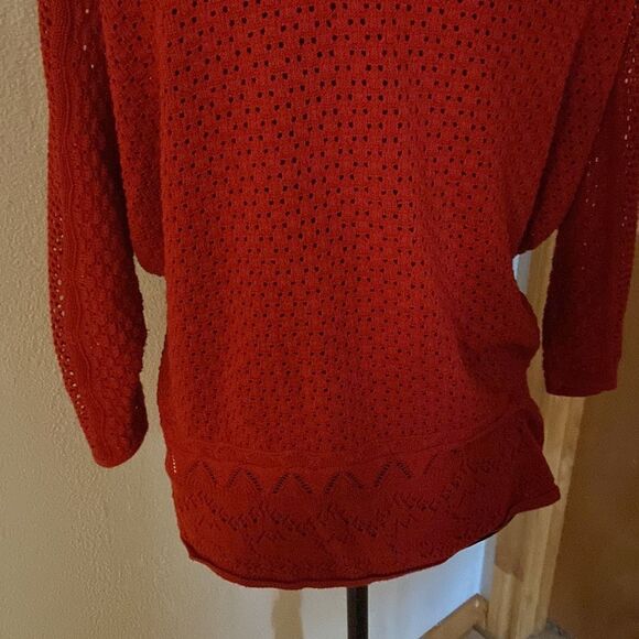 Lucky brand Red knit cardigan with open weave design - Picture 4 of 9